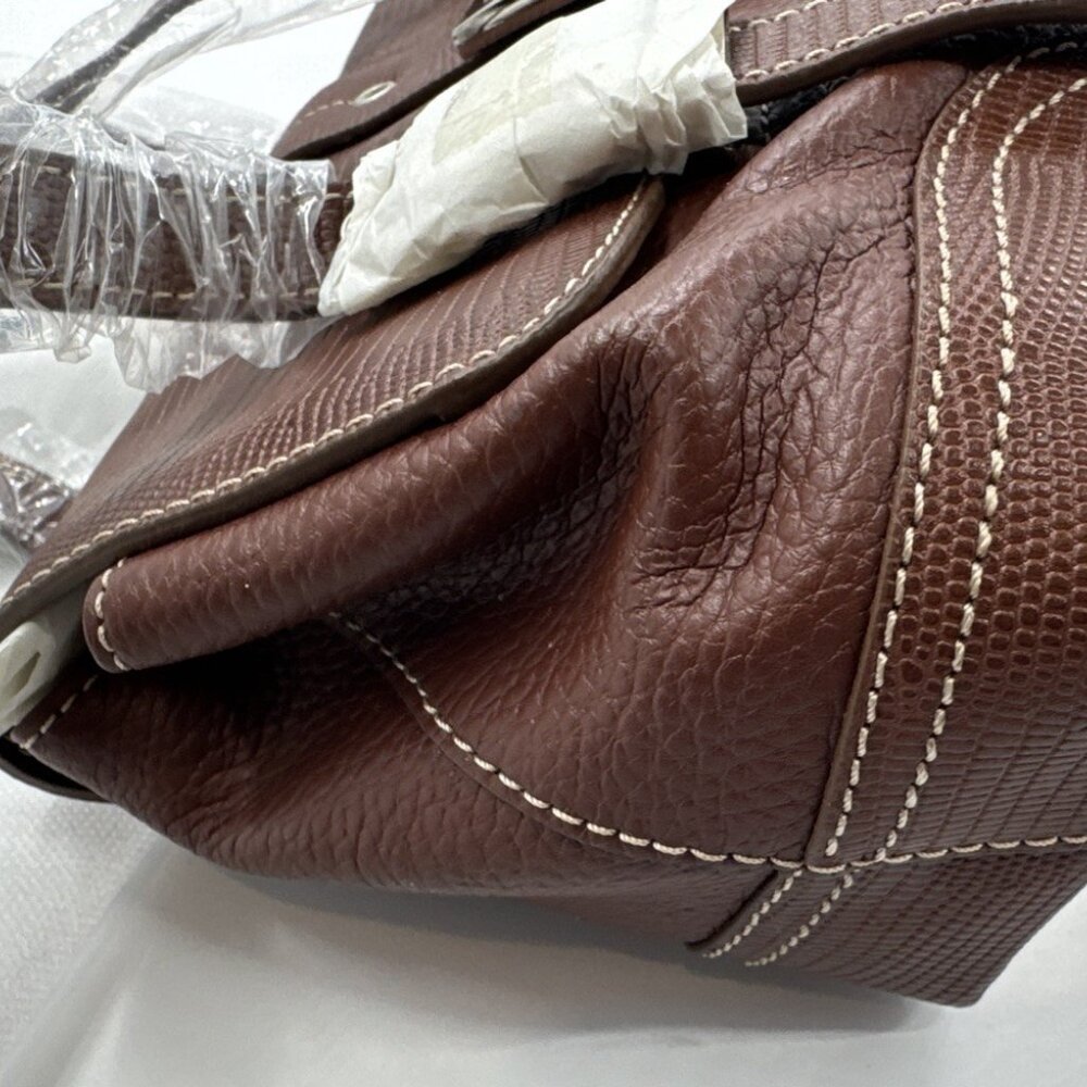 Maxx New York Handbag Brown Leather Lizard Embossed Shoulder Dust Bag Buckle NEW - Picture 7 of 15